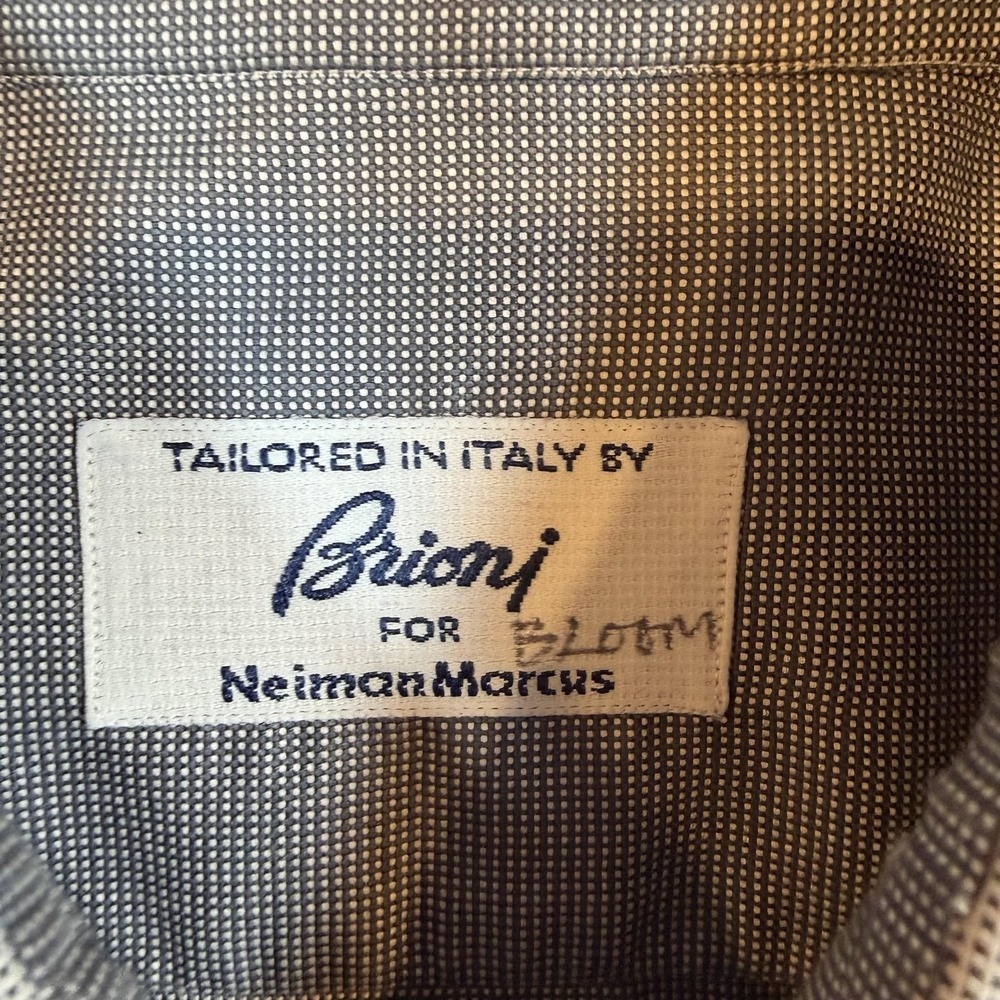 Brioni Shirt Mens Large Gray Check Contrast Collar French Cuff Dress Italy - Picture 3 of 9